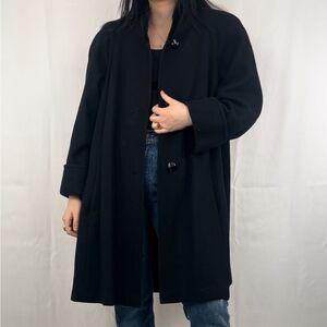 Vintage Jofeld Black Cotton Mid Length Overcoat
